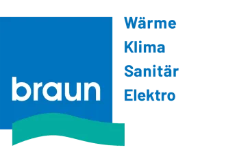 Logo der Firma Braun mit den angebotenen Leistungen WÄRME, KLIMA, SANITÄR und Elektro