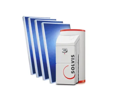 Heizkessel SolvisMax und Solarwärmekollektoren