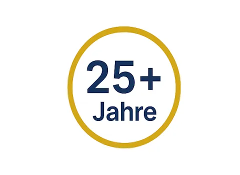 ICON Goldener Kreis in dem 25 Jahre + steht.