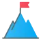 Icon Berg mit Fahne - symbolisch fĂĽr Herausforderung.